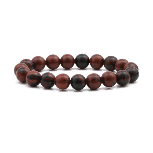 Genuine Gemstone Bracelet- Matte Red Tiger Eye