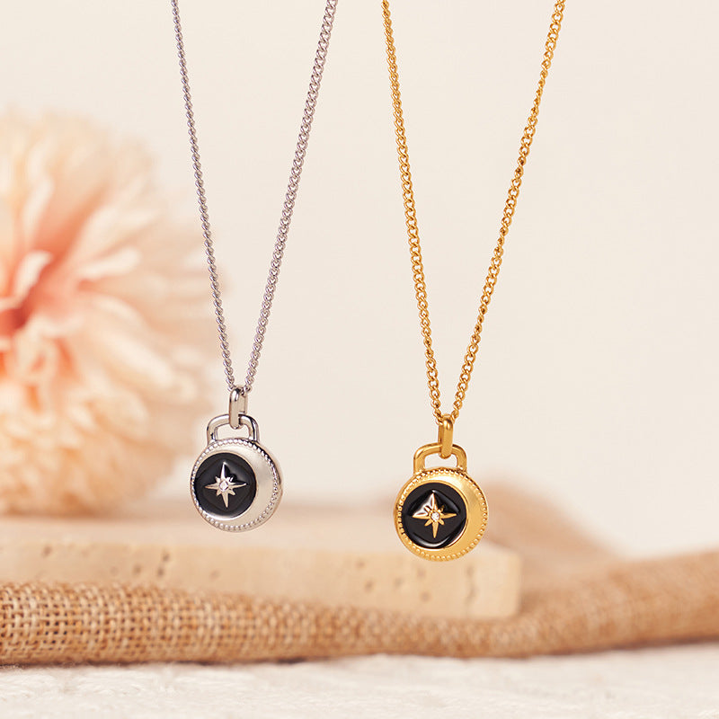 Black Moon and Star Necklace