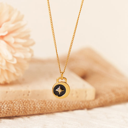 Black Moon and Star Necklace