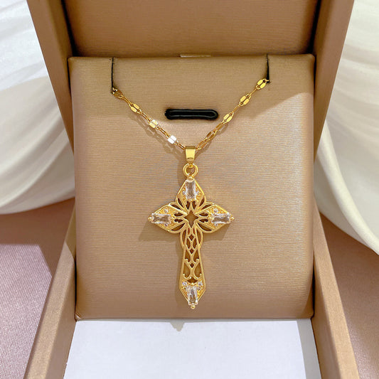 Cross Necklace with Intricate Design