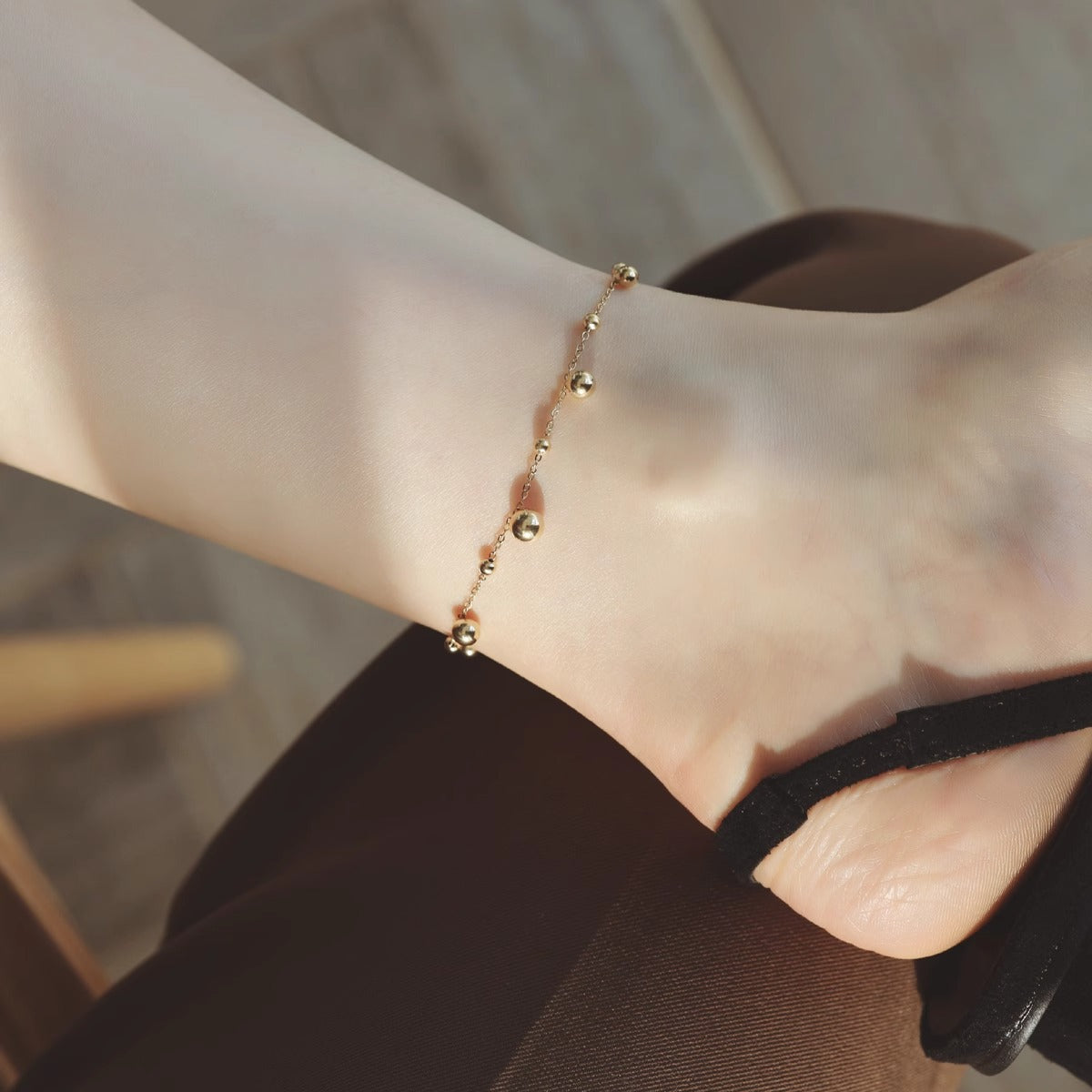 Multi Gold Bead Anklet