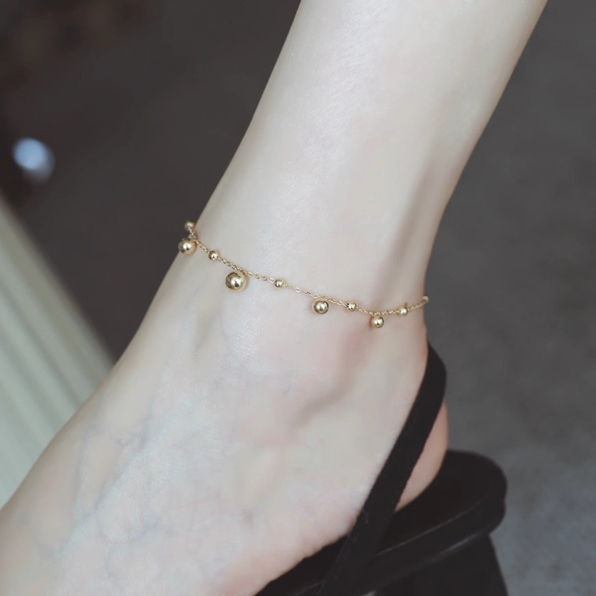 Multi Gold Bead Anklet