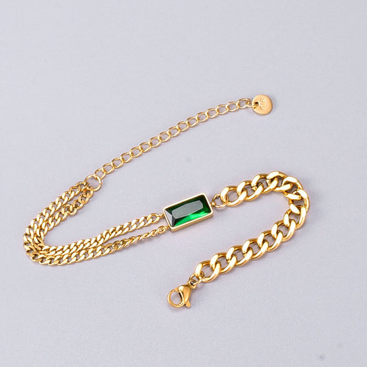 Emerald Gem Chain Bracelet