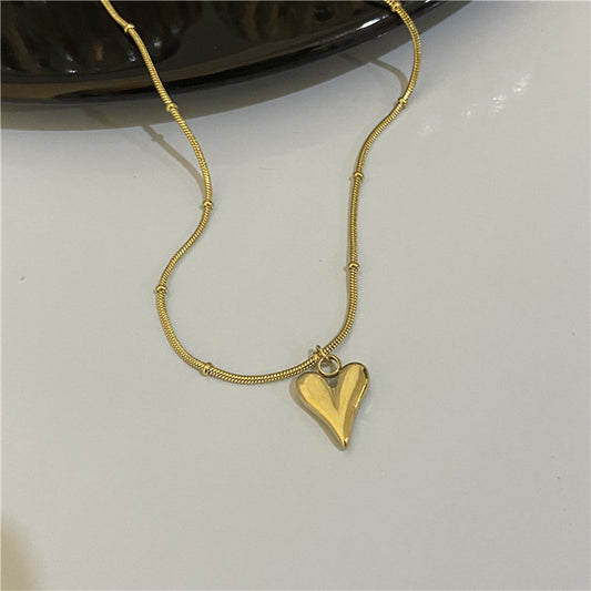 Heart Pendant Dainty Beaded Chain
