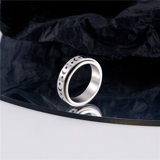 Moon n Star Spinner Ring