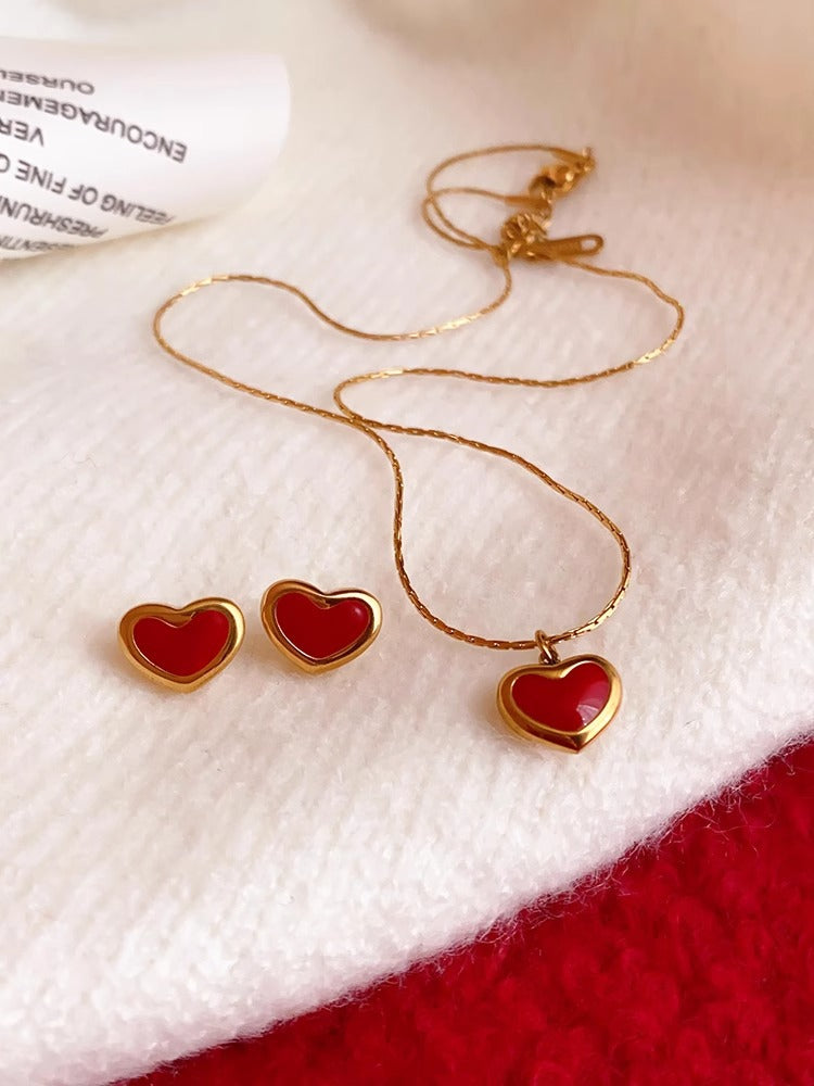 Red Heart Studs