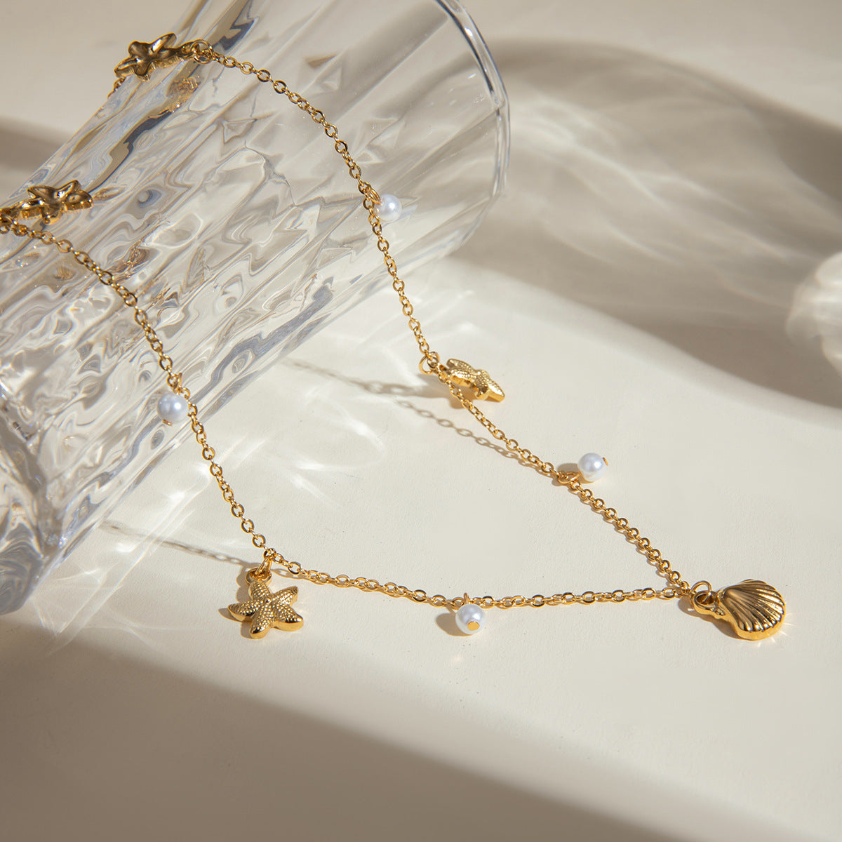 Shell and Starfish Charm Necklace