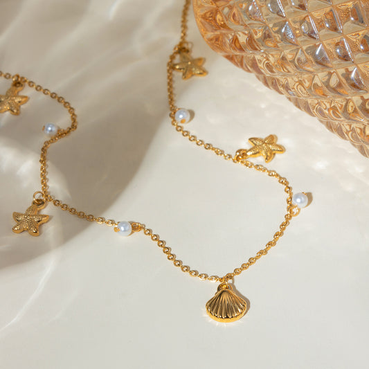 Shell and Starfish Charm Necklace
