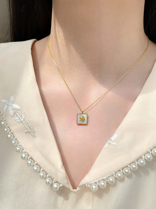 Square Rose Shell Pendant