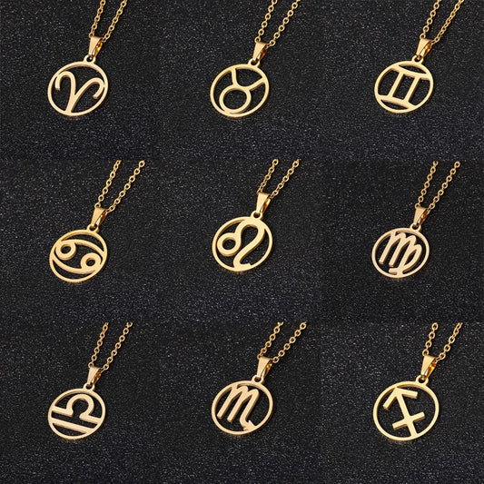 Astrology Symbol Necklace - Gold Plated